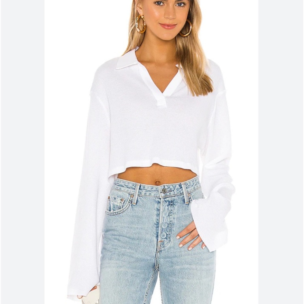 The Range Stark Waffle Polo In White, Size XS, From Revolve
